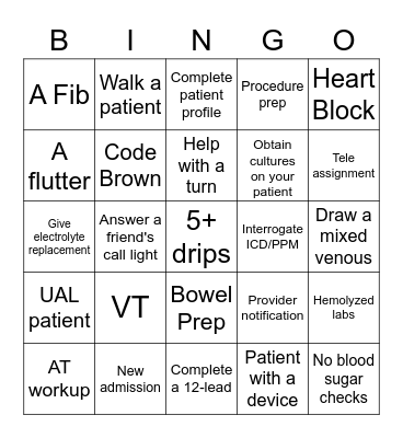 Nurse's Week 2023 Bingo Card