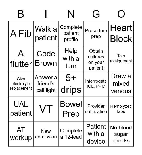 Nurse's Week 2023 Bingo Card