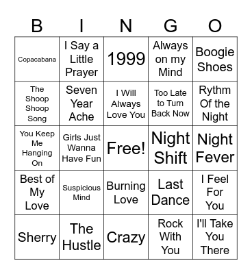Boogie Bingo Card