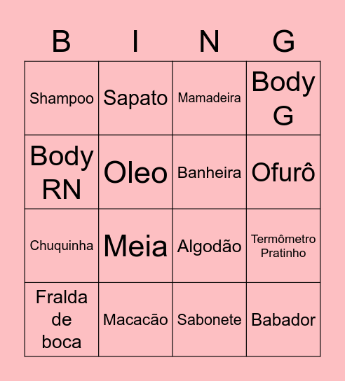 BINGO DA LÍVIA Bingo Card