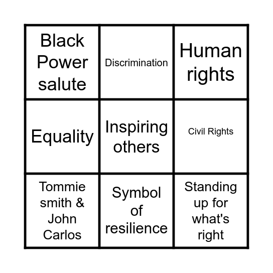 1968 Olympics Bingo Card