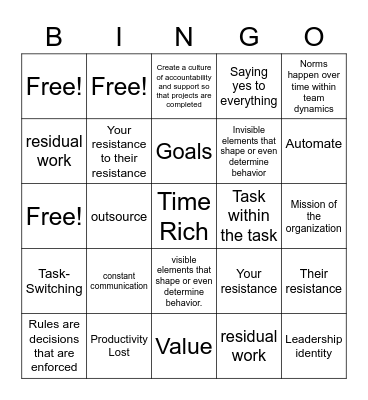 Bingo Lingo! Bingo Card