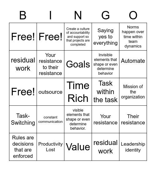 Bingo Lingo! Bingo Card