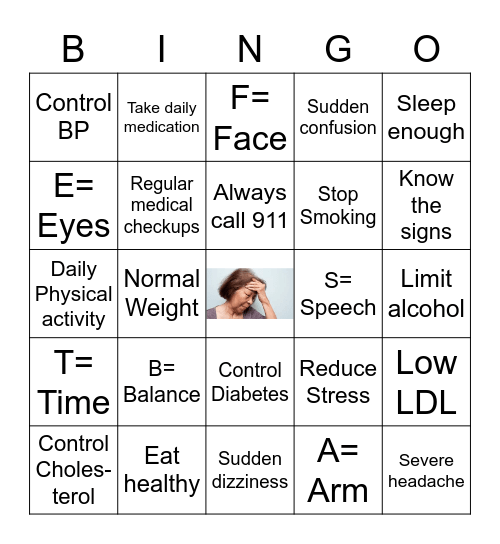 STROKE education Bingo Card