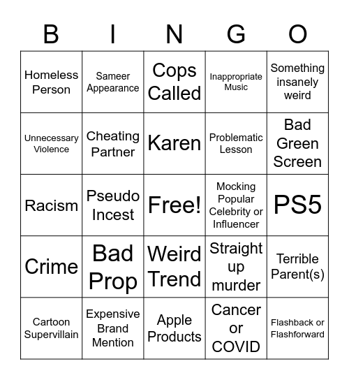 Sameer Bhavanni Bingo Card