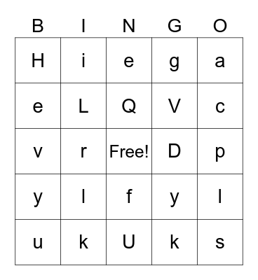 ABC Bingo Card