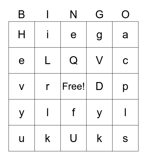ABC Bingo Card