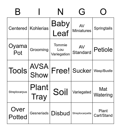 TAVS Violet Bingo Card