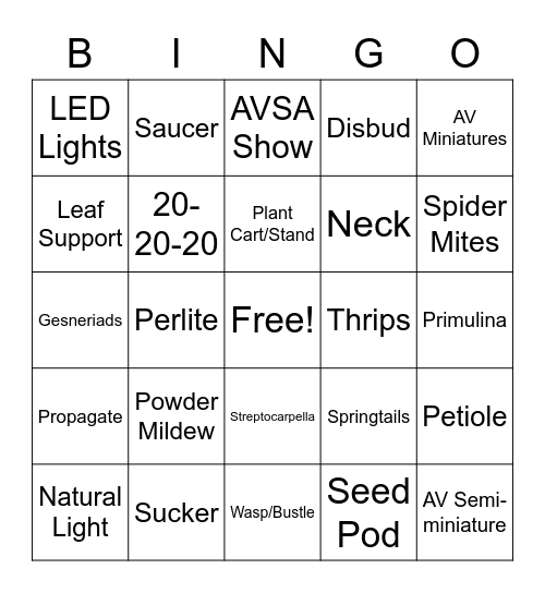 TAVS Violet Bingo Card