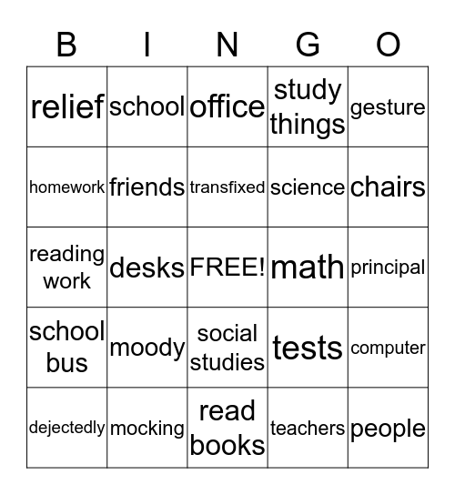 Language Arts   Bingo Card