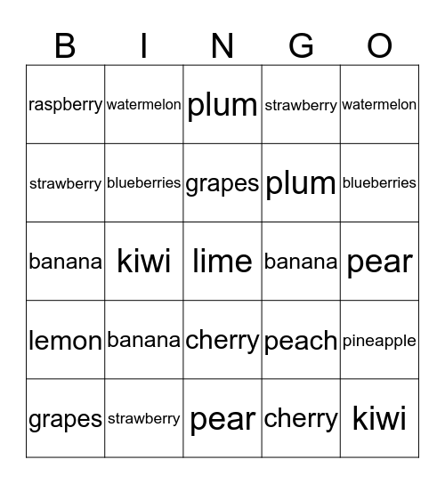 Fruity Bingo Card