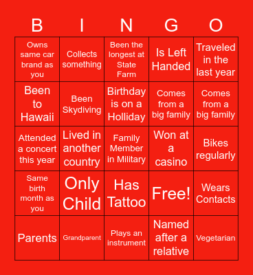 Get To Know You Bingo Card