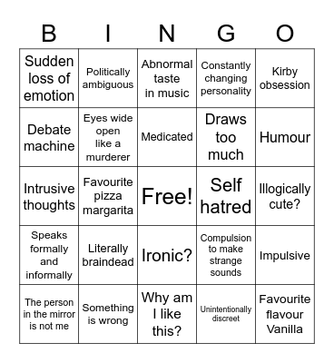 Weird people Bingo Card