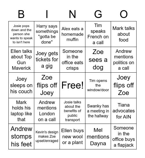 a2b Bingo Card