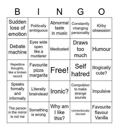 Weird people Bingo Card