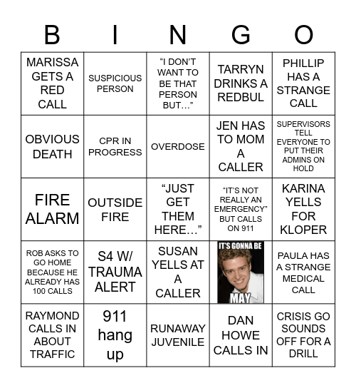 Midweek Bingo Card