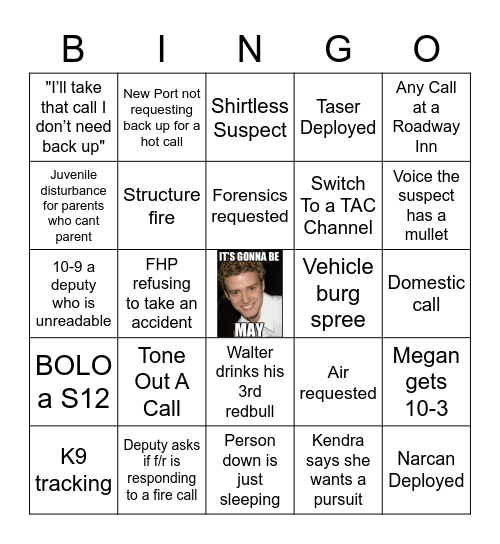 Fire Midweek Bingo Card