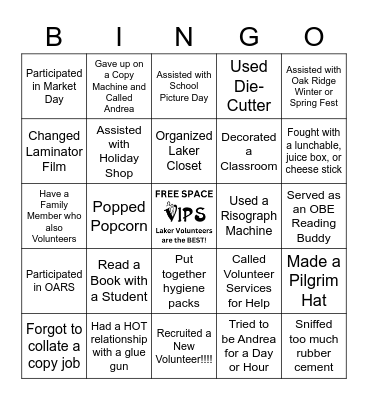 VIPS Bingo Card