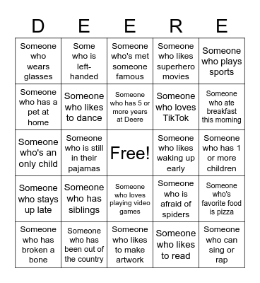 Human Bingo Card