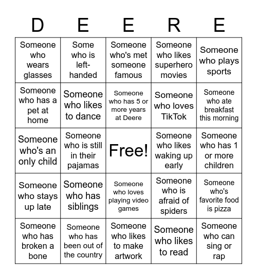Human Bingo Card
