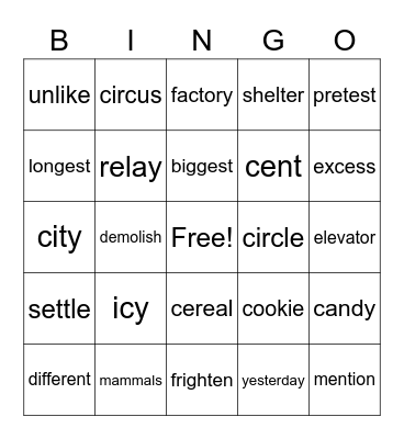 Untitled Bingo Card