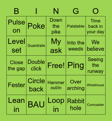 Conference Call Bingo Card