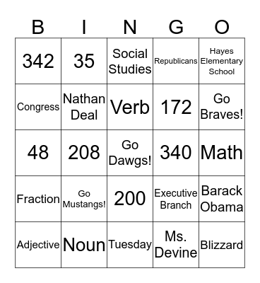 2/12 Bingo Card