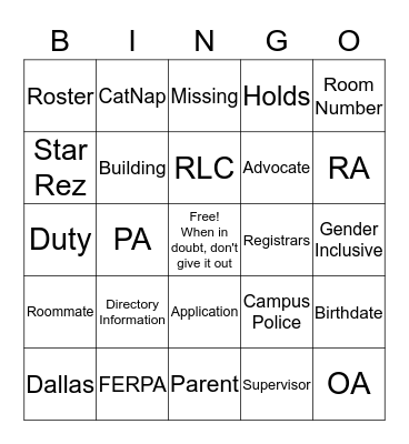 FERPA Bingo Card
