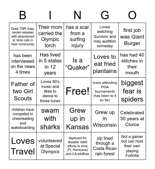 CREWs GAME TWO Bingo Card