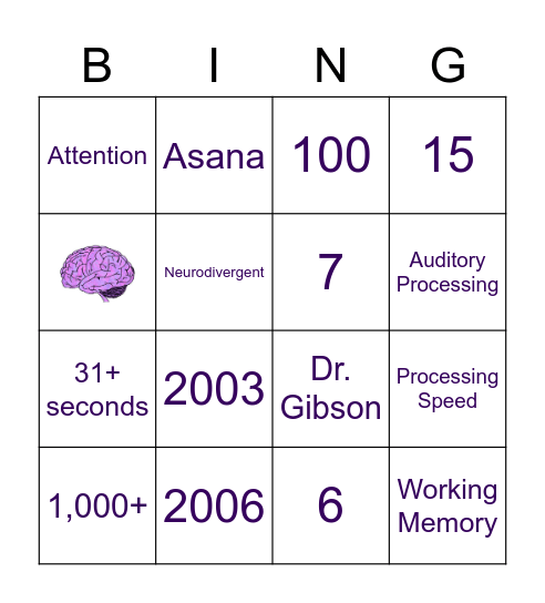 Brainy Bingo Card