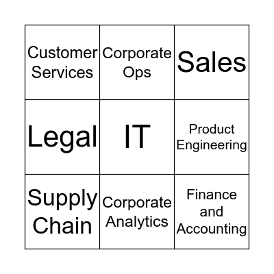 Support Services Bingo Card