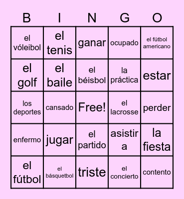 4B: Sports, etc. Bingo Card