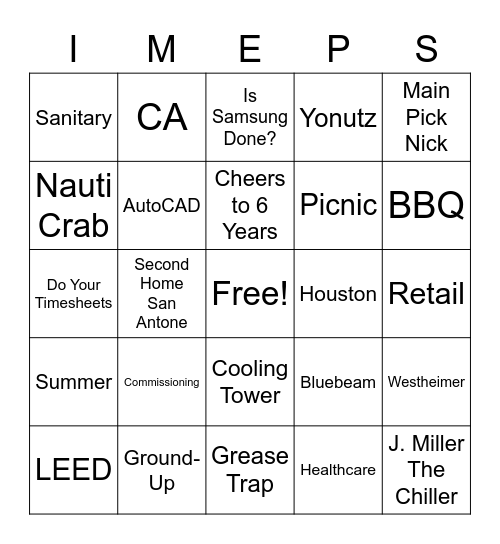 Infinity BINGO! Bingo Card