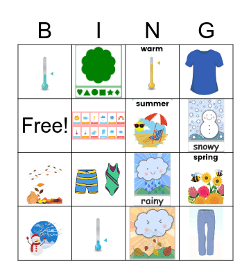 Vocabulary bingo Card