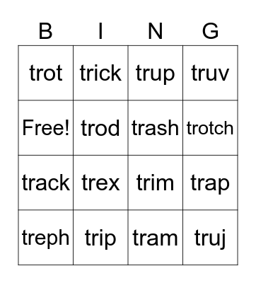 TR Blend Bingo Card