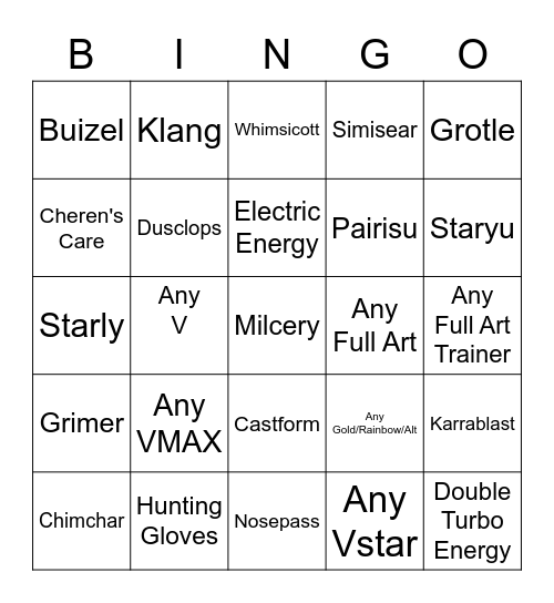 Brilliant Stars Bingo Card