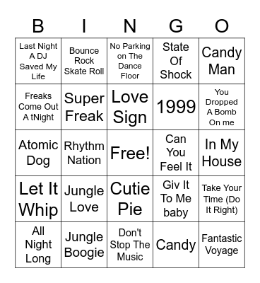 Funk Hits Bingo Card