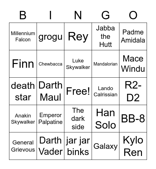 STAR WARS Bingo Card