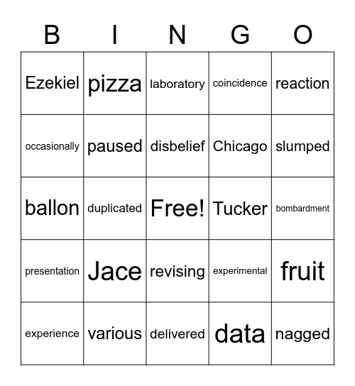 Lesson 79 Bingo Card