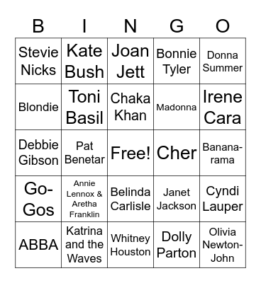 LADIES OF THE 80S Bingo Card