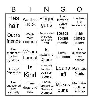 Dhar Bingo Card