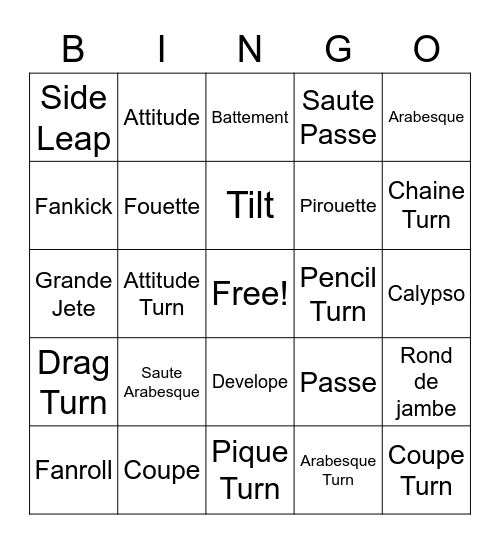 Lyrical Bingo Card