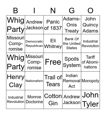 Chapter 7 Bingo Card