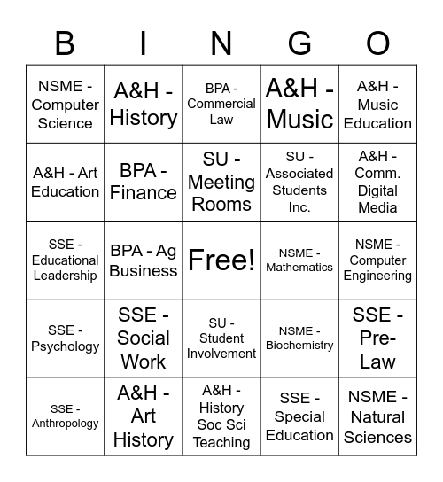 C.S.U.B.I.N.G.O. Bingo Card