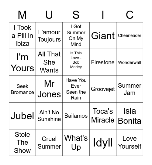 diosmío - Spring Music Bingo Card