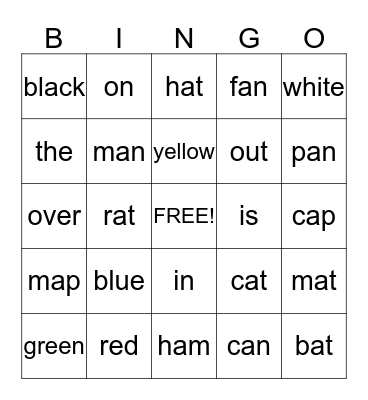 Explode the Code Bingo Card