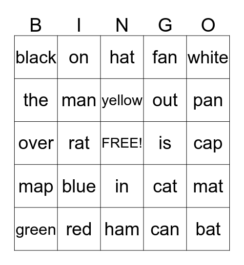 Explode the Code Bingo Card