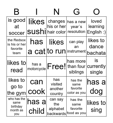 Someone Who...... Bingo Card