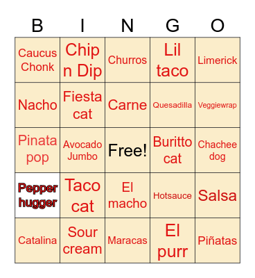 Cinco De Mayo Bingo Card