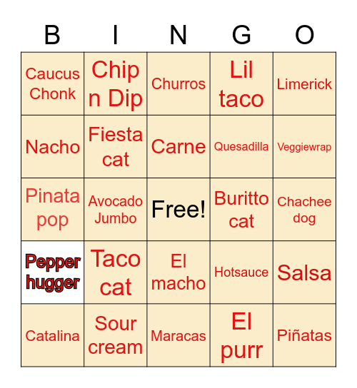 Cinco De Mayo Bingo Card